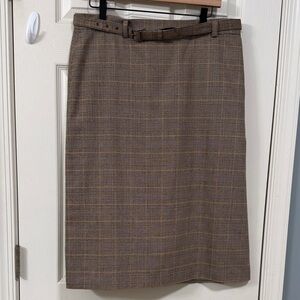 Company Ellen Tracy Wool Vintage  Plaid Pencil Skirt Office Career Quiet Luxury